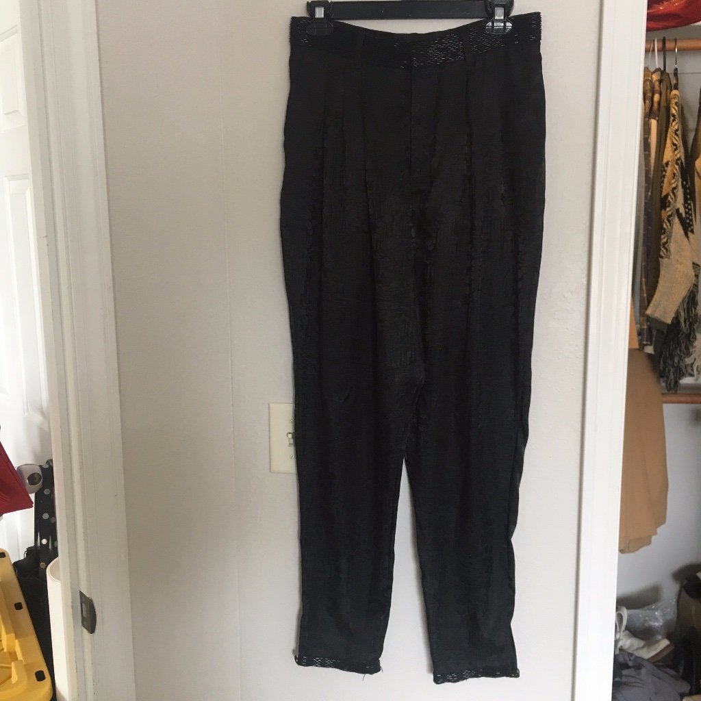 Beaded H&M Satin High Waist Pants